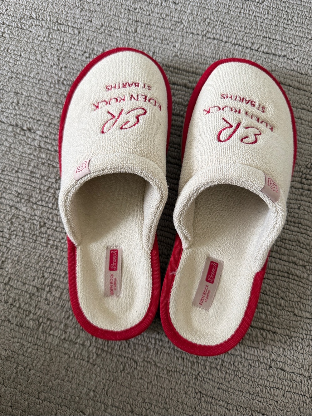 Brunch Cream and Red Women's Slip-On Spa Slippers Eden Rock St Barths